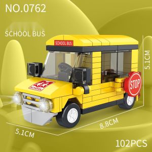 Building Blocks Toy Car Vehicle Series Educational Construction Sets Fire Truck School Bus Ambulance Trailer Gift for Boysr Gi