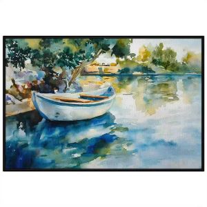 Tranh màu nước phong cảnh bờ hồ mùa hè đẹpTranh treo tường dán tường canvas trang trí. CGI-1863