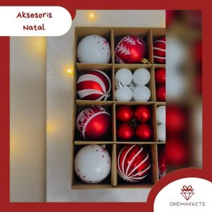 Paket bola natal set 3cm 6cm MIX isi 42pcs - bola natal - Christmas Ball LL138