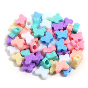 50pcs Big Hole Bows Acrylic Beads Cream Color Loose Beads For Jewelry Making DIY Girls Hair Tie Necklace Bracelet Accessories