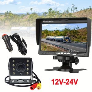 Camera Lùi CCD 7 Inch Dây Cáp RCA 10M 8 Đèn LED Tầm Nhìn Ban Đêm Màu Sắc Đầy Đủ Dành Cho Xe Nhà Lưu Động Xe Cắm Trại - Cổng Cắm Xe 12-24V