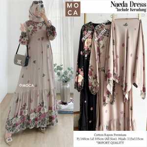 GAMIS DRESS NAEDA LD 105 BY MOCA BERLABEL SET HIJAB