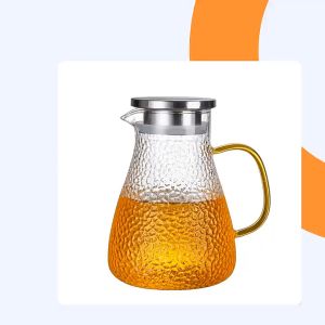 Teko Kaca Teh Pitcher Borosilicate Glass Tea Pot Kapasitas Besar Dengan Gagang Tahan Panas