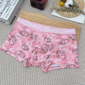 ใส่สบาย ระบายอากาศได้ดี Pure ผ้าฝ้าย ชุดชั้นในชาย Ccaquick Strong Man สีชมพูพร้อม น่ารัก การ์ตูน พิมพ์นักมวยเอวกลาง