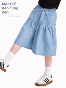 DOMIO | Quần Culottes Jean Bé Gái Mốt Hè Tencel