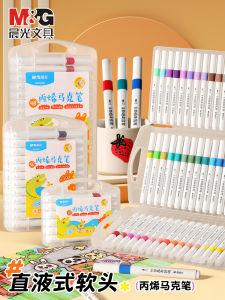 Morningshine Acrylic Markers Triangle Bar Non-bleedable Watercolor Pens Art Drawing DIY Hand-drawing Colorful Ink 24 Colors