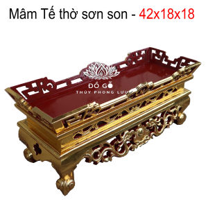 Bệ song long mâm đài tế lọng gỗ hương dài 42cm