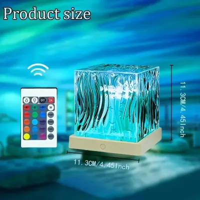 Ocean Wave Projector Light 16Colors Remote LED Aurora Night Light Home Office Water Ripple Crystal Lamp for Decorative Kids Gift