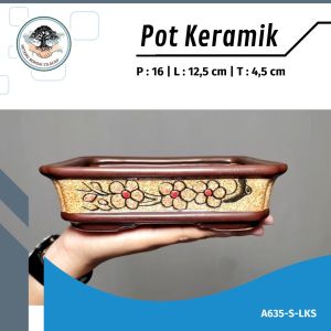 Pot Bonsai Keramik Mame Sukulen Kotak Persegi Unik