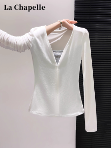 La Chapelle | Slimming Two-Piece V-Neck Long Sleeve T-Shirt