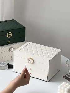 Secure Lock Jewelry Storage Box Organiser - Elegant Travel Portable Case for Women Necklace Bracelet Ring Storage Organiser  Holiday Gift Idea