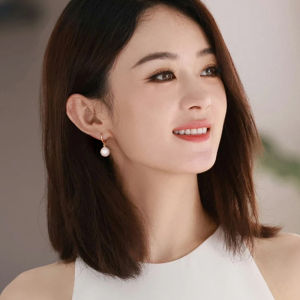 Luxurious Pearl Earrings Womens Fashion Small Fragrance Style Hoops  out 925 Silver Geometric Pattern Earring Set