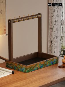 evesigar | Calligraphy Brush Rack Large Capacity Wooden Storage Stand
