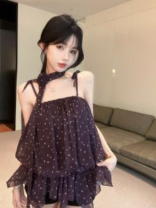 GUZILIAN | Áo ba lỗ không tay họa tiết chấm bi Pure Sweet dành cho nữ dáng rộng che phủ mỡ mặc một mảnh thời trang mùa hè