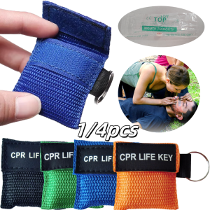 1/4pcs Keychain First Aid Emergency Face Shield Cpr Jetting Resuscitator Mask Professional Outdoor Camp Rescue Health Care Tools