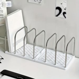 1PCS Modern Minimalist Office Desktop Storage Rackแบ่งแนวตั้งขาตั้งหนังสือขนาดเล็กเหมาะสําหรับจัดเก็บแฟ้มหนังสือฯลฯ.