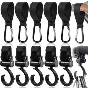 Baby Stroller Hooks Aluminum Alloy Buckles Clips Carabiner Multifunction Household Trolley Diaper Bag Organizer Hook Pram Hanger