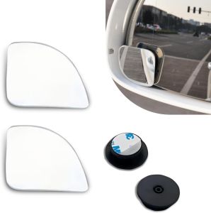 2Pcs Car Blind Spot Mirror 360 Degree Adjustable HD Glass Convex Mirror Angle Rear View Mirror for Car SUV Reverse Parking