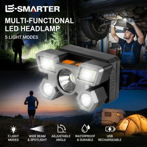 Built-in Battery Torch Portable Working Light USB Rechargeable Headlamp Portable 5LED Headlight Fishing Camping Head Light