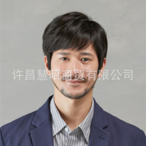 Mens wig short straight hair headgear realistic handsome short hair middle-aged and elderly wig fluffy handsome headgear