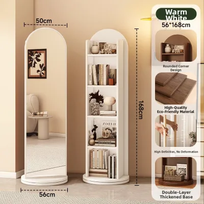 Rotatable & Movable Full Length Dressing Mirror Storage