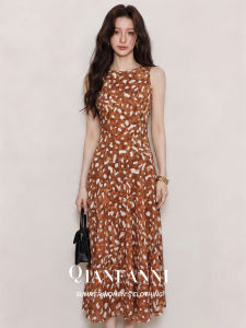 QFN | Sleeveless Slimming Dots Printed Maxi Dress