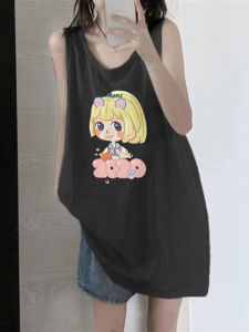 Áo Thun Không Tay Cotton Mỹ Dành Cho Nữ Mùa Hè Áo Khoác Ngoài Bóng Rổ Cổ Treo Dáng Rộng Không Tay Phong Cách Thường Ngày Không Có Thương Hiệu