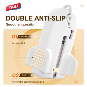 Klip slaid Rolling TAILI untuk beg penyimpanan vakum aksesori meterai slaid untuk beg penjimat ruang cengkaman meterai berat plastik meterai ketat udara putih