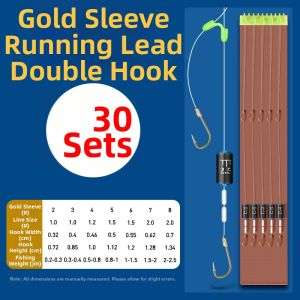 BAIXITANG | Run-Lead Double Hook Float-Free Auto-Finder Gold Sleeve Ido Ishin Bound Fishing Hooks Set