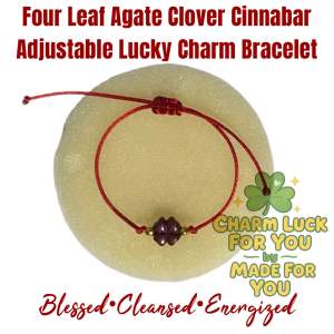 Four Leaf Agate Clover Cinnabar Adjustable Lucky Charm Money Feng Shui Women Bracelet 2025 Blessed