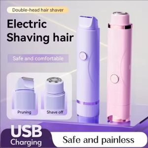 Dorisna 2in1 Double-headed Electric Hair Trimmer Shaver for Men and Women Portable Hair Removal Tool USB Charging