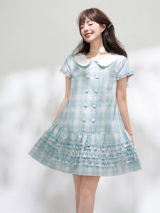 KEIKO | Đầm A-Line Họa Tiết Caro Xanh Elegance Mới