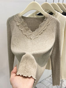 LUOSHAO | Lace V-Neck Solid Color Simple Style Korean Fashion Underwear Shirt