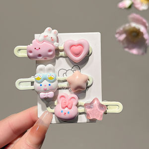 กิ๊บติดผมรูปกระต่ายหัวใจน่ารักสำหรับเด็ก กิ๊บติดผมด้านข้าง ทรงปากเป็ด ของตกแต่งผมสำหรับเด็กผู้หญิง วัสดุอื่นๆ สไตล์เกาหลี