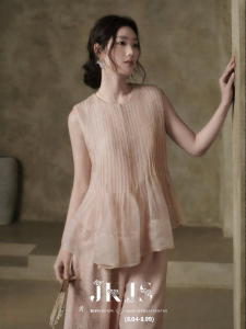 JK＆JS | Silk Pearl-Luster Accordion-Fold Sleeveless Chinese-Style Shirt