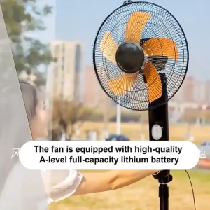 GENGYAN-N Solar electric fan solar wall fans with charger solar stand fans 16/14/12 Inch with 2 bulbs solar panel DC 220V AC charging fans emergency light waterproof IP67 solar light rechargeable mute quiet for Baby Sleep Remote control intelligent