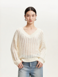 Vero Moda | Spring/Summer New Fashion Loose Sparkly Lace V-Neck Sweater