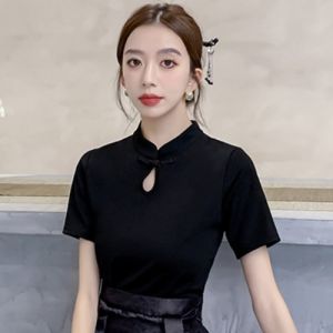 ชุดกระโปรงสั้นผู้หญิงสไตล์จีนใหม่ ชุดกระโปรงสั้นผ้าซาตินเนื้อนุ่ม ทรงเข้ารูป สไตล์วินเทจ ฤดูใบไม้ผลิ ฤดูร้อน ฤดูใบไม้ร่วง