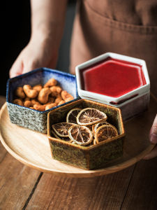 Exquisite Japanese Ceramic Small Plate Seasoning Dish Covered Flavor Dish Nuts Dish Dry Fruit Box Snack Plate Dinnerware