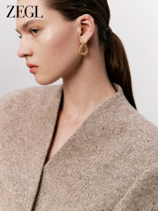 ต่างหูรูปดอกไม้สีเงิน ZEGL สำหรับผู้หญิง ต่างหูรูปวงกลมแบบเรียบง่าย ต่างหูแบบหัวเข็มขัดแบบย้อนยุค ต่างหูฤดูใบไม้ร่วง/ฤดูหนาว