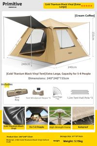The Primitive | Quick-setup Automatic Camping Tent 3-4 Persons
