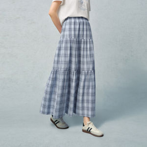 SEIFINI | Plaid Color-blocked A-line Skirt High Waist Slimming