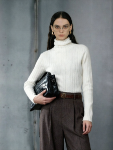 Lazy Style High Neck Soft Profile Cashmere Sweater