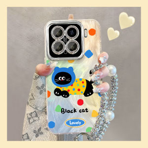 New Womens Style Xiaomi Phone Case Summer Creative Black Cat Design Full Cover Lens Film K60 Set Silicone Protective Shell