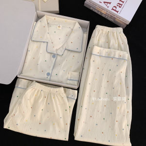 Bộ Đồ Ngủ Cotton Mùa Hè Cho Nữ Bộ Đồ Ngủ Cotton Mỏng Tay Ngắn Họa Tiết Chấm Bi Thường Ngày Cho Học Sinh Mặc Ở Nhà