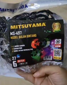 COD Lampu Hias BULAN BINTANG 6 Meter Mitsuyama MS - 497 Ramadhan Idul Fitri lebaran hari Raya HIAS TUMBLER LED RAINBOW natal imlek Murah Berkualitas Transparant Warna Warni Pelangi Star
