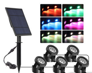 Solar swimming pool light RGB and fixed color LED landscape spotlight IP68 underwater night light used for fountains waterfalls fish tanksgardens projection lights(can be use under water)