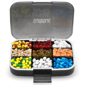 SUMMUE Large Pill Organizer 9 Compartments Portable Travel Pill Box Case Moisture Proof XL Pill Container Holder