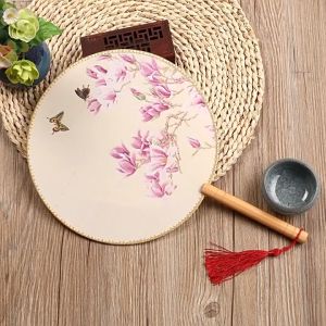 (Bí Bo Bíp) Quạt Tròn Cầm Tay Cổ Trang Phong Cách Trung Hoa Có Dây Tua Rua Chụp Hình Áo Dài TếtChụp Hình Cưới 2025