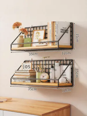 Wall Mounted Shelf No Drill Bedside Storage Rack